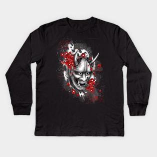 Hannya Mask and sakuras Kids Long Sleeve T-Shirt